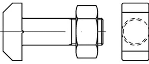 DIN 261 Hammerkopfschraube M12x40 Stahl 4.6 blank m. Mutter 10 Stk