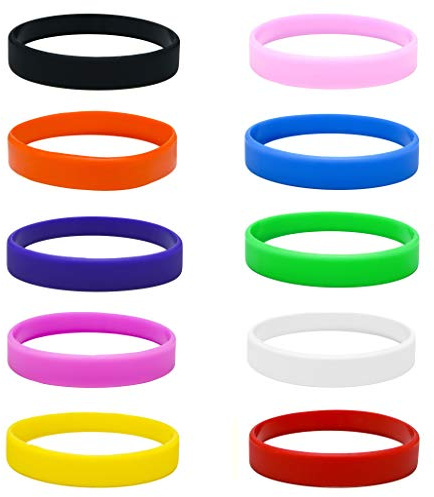 Silicone Wristbands Adult 202mm Mixed Colours 10 Pack