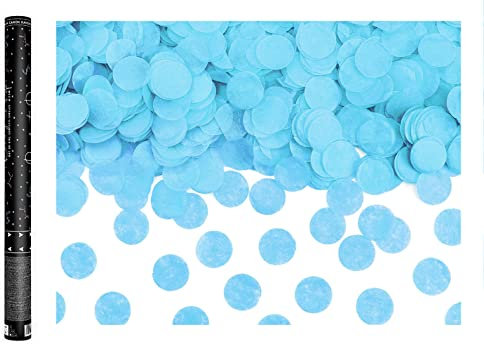Tubo Cannone Spara Coriandoli Azzurri per Gender Reveal Party (Maschio)
