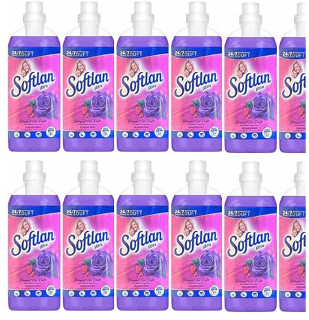 16tlg. STUDIO.MUNET Set: 12x650ml Softlan Weichspüler Bouquet der Düfte Paradise Collection Passion Rose 24|7 310WL | 1 x Kuschelweich Duftbox Wilde Vanille | 3tlg. EK-SET Pink
