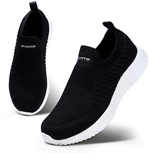 HKR Scarpe Ginnastica Donna Senza Lacci Sneakers Camminata Ortopediche Comode Palestra Sportive Slip on Snickers Traspiranti Running Corsa Tennis Leggero Camper Donna Trekking Nero 39 EU