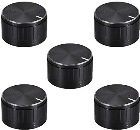 sourcing map 5St Knopf Alu Lautstärkeregler Potentiometer Rändelwelle Rillenoberfläche Drehknopf 30mm x 17mm Schwarz