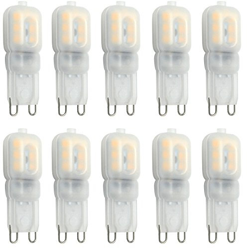 Aoxdi 10 Stück Dimmbar G9 LED Leuchtmittel 2.5W, Warmweiß, 14 SMD 2835 LED Glühbirnen G9 Sockel Birne Lampe, AC220-240V