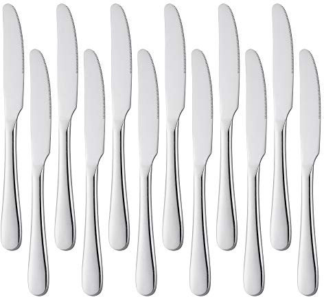 Grehge Knife, High Polish Finish, Stainless Steel Knife for Cheese Jelly Jam Dessert 8.2-Inch, Set of 12 - Silver
