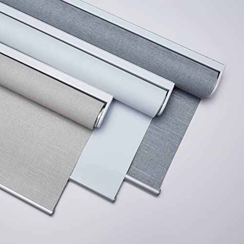 Tonature 100% Blackout Roller Shades Window Shades Cordless Roller Blinds Eco-Friendly Fabric with Jacquard Striped Pattern (Light Khaki, 32 W X 64 H) Thermal Insulated Blinds for Windows and Home