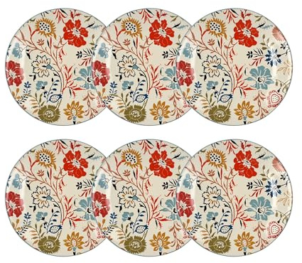 NOVASTYL - Lot 6 assiettes plates jaipur 27cm en grès - 2614621
