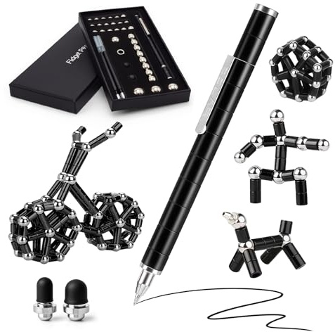RoserRose Fidget Pen, Magnet Stift, Magnetischer Kugelschreiber, Ostergeschenke Erwachsene, Coole Gadgets, Geschenk für Männer, Lustige Geburtstagsgeschenk Jungen Geschenke - Schwarz