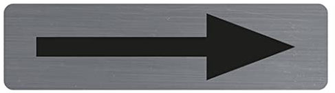 Exacompta - Ref. 67165E - 1 cartello adesivo per porta Freccia nera - Cartello murale stampato per segnaletica - Su tutti i supporti - Aspetto alluminio spazzolato - Dimensioni : 16,5 x 4,4 cm