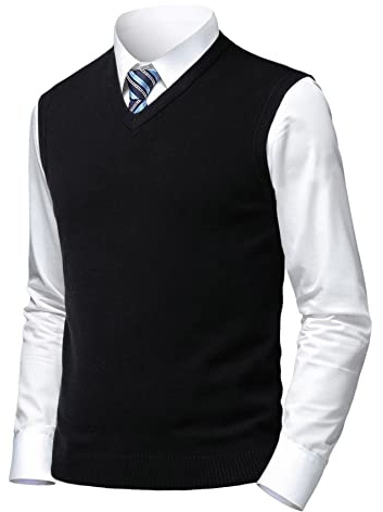 Herothorn Homme Gilet Mélangée sans Manches Tricoté Manches Maille Pull Classique Business Gilet pour Chemise Tricoté Débardeurs