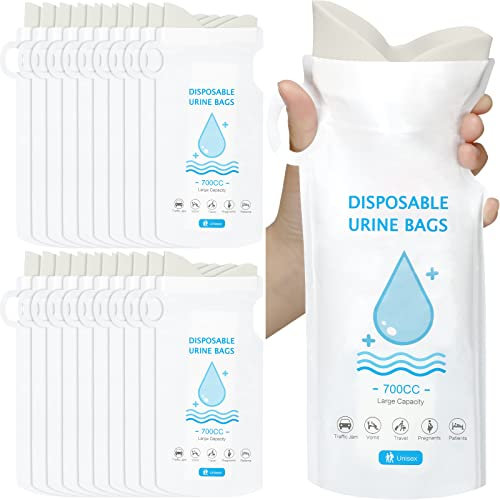 48 Pack 700 ml Camping Pee Bags Emergency Disposable Urinal Bags Portable Urine Bags for Travel Traffic Jam Unisex Men Women Kids Pregnant Women Patients Children