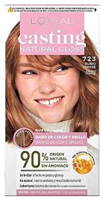 L'Oréal Paris Casting Natural Gloss, Farbbad und Glanz, optimale Abdeckung, mit pflegender Conditioner mit Honig, ohne Ammoniak, Farbe: Toffee Blond 723