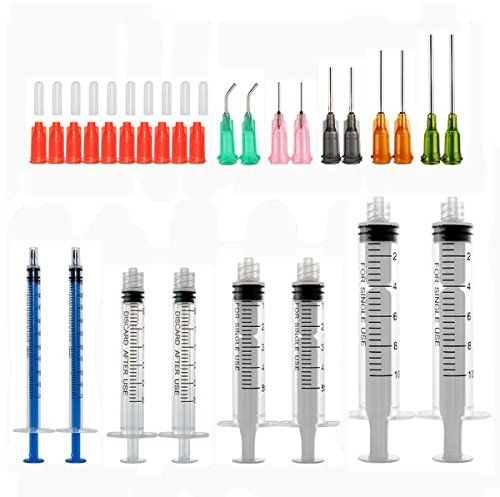 1ml 3ml 5ml 10ml Ensemble de seringues à aiguilles émoussées avec 14g 15g 16g 18g 20g Aiguilles émoussées et capuchon de seringue pour bricolage Recharge de colle à usage industriel(8pcs)