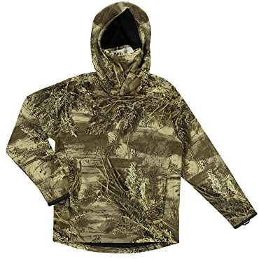 Realtree Boy's Hooded Performance Fleece Tech Pullover with Neck Gaiter, Realtree Max-1 XT, 18