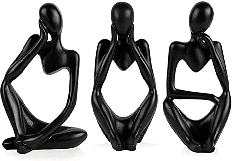 Tibeoyad Lot de 3 statues de penseur, statues abstraites en résine, sculpture figurines, penseurs, décoration de salon, bibliothèque, chambre à coucher, bureau