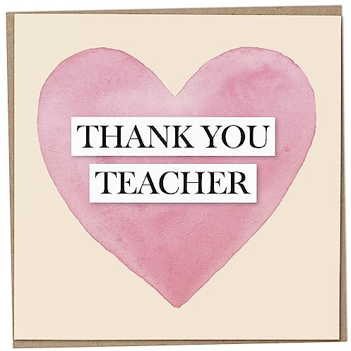 Dankeskarte für Lehrer, Dankeschön mit Herz im Aquarellstil, Kindergartenlehrerkarte, Sekundarlehrerkarte, Lehrergeschenke, Abschiedskarte, Schulabgänger
