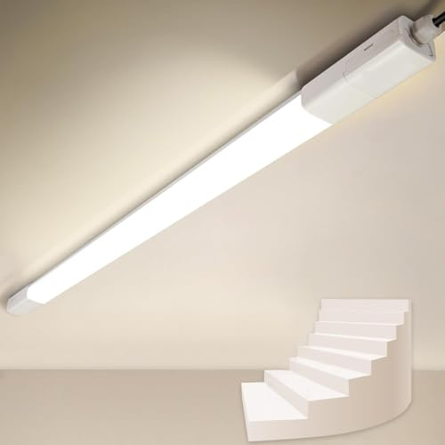 Tobeter 1 Stück LED Feuchtraumleuchte 115cm, Verknüpfbar Ultraslim 4000K LED Deckenleuchte Röhre [36W, 4100LM, IP65 Wasserfest] Feuchtraumlampe Wannenleuchte Werkstattlampe Garagelampe Kellerleuchte