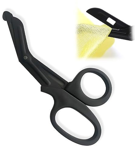 USTNIR Cesoie di Emergenza, Forbici per Soccorso Infermieristico di Pronto Soccorso per Trauma mediche EMT in Acciaio Inossidabile Paramedici Forbici piegate (Nero)