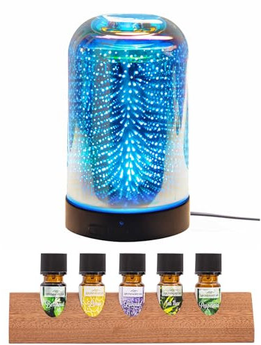 Candle-Brothers elektrischer Aroma Diffusor Set mit ätherischen Ölen | Luftbefeuchter Für Zuhause | Aroma Diffuser Klano | 100ml Wassertank | Aromatherapie für Yoga