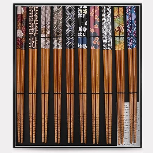 Bacchette Riutilizzabili, Bacchette Bacchette Usa E Getta Bacchette Giapponesi Antiscivolo Riutilizzabili, 10 Paia di Bacchette Per La Casa Set Confezione Regalo