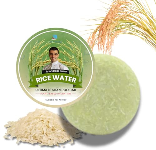 HandMade Solid Shampoo Bar – Natural Shampoo and conditioner For Dry Hair, Hair Nourishment, Prevents Spilt Ends With Plant Based Hydrating SLS Free Shampoo(Rice Water)