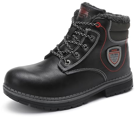 ARRIGO BELLO Bottes Hiver Enfant Bottines Fille Chaussure Garçon Fourrée Antidérapantes Chaudes Fermeture éclair Neige Boots Size 31-38(B Noir, Taille 36)