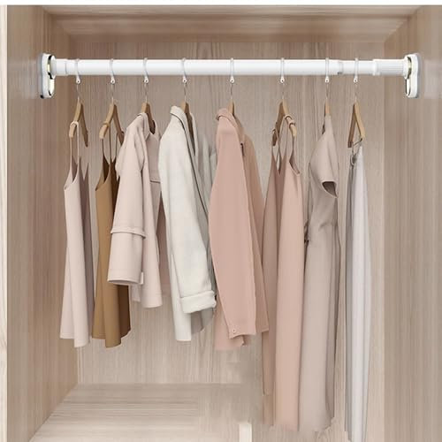 Kleiderstange Schrank Ausziehbare Kleiderstangen zum Aufhängen von Kleidung/Vorhängen, Stabile Spannstangen/Schrankorganizer, Kleiderstangenverlängerung Ohne Bohren für Die Garderobe(White,0.7~1.2m/2.