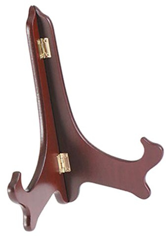 Pleayietoopiatiey Klappbarer Tellerständer aus Holz, Fotohalter, passend für 10,2 cm bis 35,6 cm #2, Weinrot, 12,7 cm