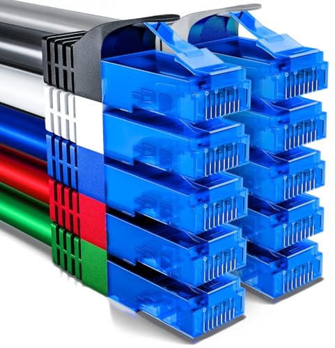 deleyCON 10x 1m CAT6 Câble Réseau set - U-UTP RJ45 CAT-6 LAN Câble Patch Ethernet DSL Switch Routeur Modem Répéteur Panneau Patch - Coloré