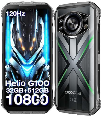 DOOGEE S Cyber Pro Movil Irrompible 2025, 32GB+512GB/2TB Movil Resistente, Helio G100 Octa Core, Móvil Rugerizado 10800mAh/33W, 6.6 FHD+ 120Hz, 50MP+32MP+20MP Visión Noctura, IP68/Face ID/NFC/GPS