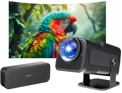 2025 - Pack Home Cinema Video projecteur WiFi Bluetooth HY320 avec Barre de Son. rétroprojecteur portable1080p Full HD Prend en Charge 4K. vidéoprojecteur Compatible avec USB/HDMI, Android 11.