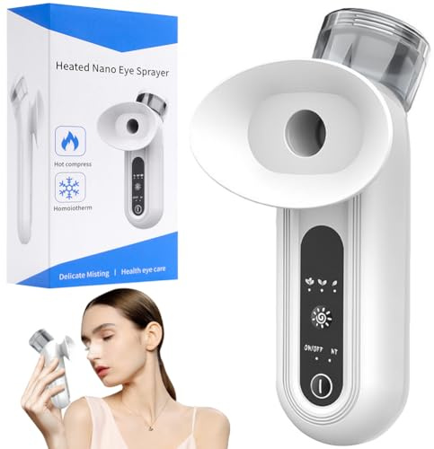 Eye Steamer for Dry Eyes, Steam Wand with Cold & Hot Compress Modes | Heated Nano Eye Mist Sprayer, Handheld Face Eye-Relief Steam Machine for Moisturizing & Soothing (Blue)