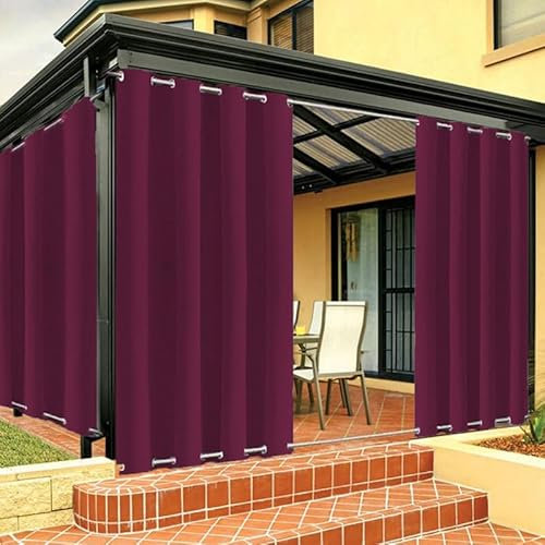 Outdoor wasserdichte winddichte Vorhänge für Terrasse Pavillon Pergola anpassbare Größen Burgunder 150 x 165 cm Ösen oben und unten Verdunkelungsplatte