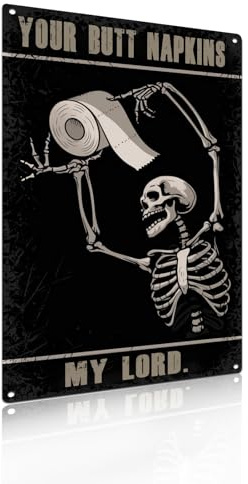 Funny Skull Bathroom Wall Art Decor Your Butt Napkin My Lord Vintage Metal Tin Sign for Home Bar Toilets Novelty Gifts 8x12 Inch (2547)