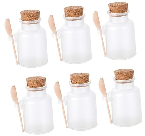 UKCOCO 6pièces Bouteilles Plastique Gelées Pour Sel De Bain Et Épices Contenants Rechargeables Avec Couvercle Liège Pot De Stockage Pratique Pour Et Masques