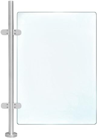 Ringhiera in acciaio inox per balcone e ringhiera in vetro in acciaio inox, dimensioni 6,3 x 4,5 cm, altezza 110 cm, diametro tubo 4,2 cm, adatta per ringhiere per balconi, scale