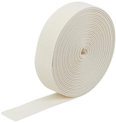 HOBBIESAY 5 m de goma de coser de sarga ancha de 25,5 mm, color beige, doble cara, tejido de sarga, goma de poliéster para pantalones, faldas, cintura elástica