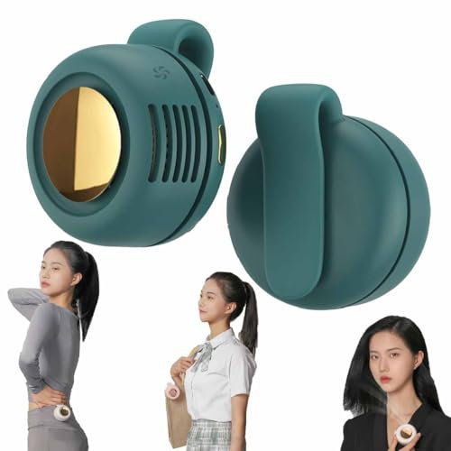 Ventilateur De Bureau Petit Avec Pince,Mini Ventilateur Pince Usb Pour Ceinture Tshirt Taille,Ventilo Cou Portable à Clipser à Piles,Sans Pales,Silencieux,3 Vitesses,Pour Maison,Table,Bureau (Vert)