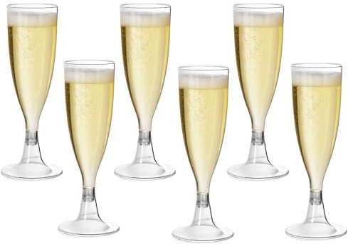 moorg Set 48 Calici Plastica Rigida Lavabili per Eventi 120ml - Flute Eleganti per Vino e Cocktail Riutilizzabili - Bicchieri Plastica Infrangibili da Festa - Bicchieri da Cocktail