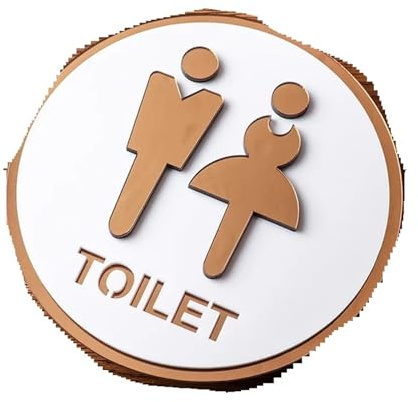 CSSHNL Cartello Toilette Cartello for Bagno, for Uomini e Donne, con promemoria, Adesivi for Porte(20cm x 20cm,Type 5)