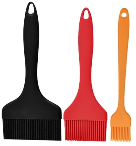 Tarqite 3 Stück Backpinsel Silikon, 21 cm Länge Küchen Pinsel Set, Extra Breiter Silikonpinsel, Ölpinsel Hitzebeständig Groß BPA-Free für BBQ, Grill, Backen, Kochen