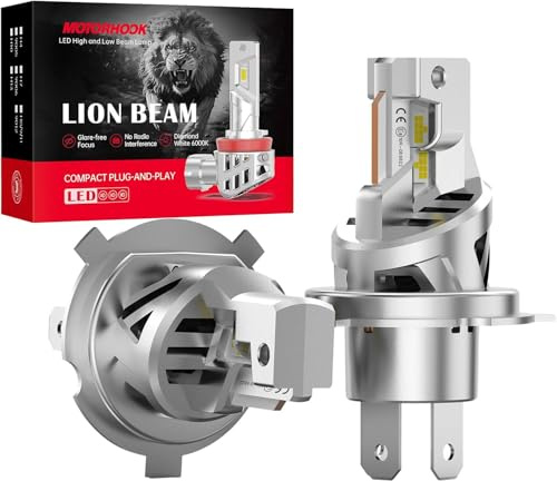 MOTORHOOK Lampe Auto H4 Halogen Auto Scheinwerferlampe 60W 12V,4000K Weißes Licht, 2 Stück, mit E-Prüfzeichen (6500K, H4)