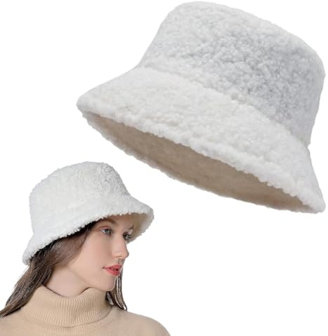 Cappello da Pescatore in Pelliccia Sintetica, Cappello Donna Inverno, Cappellino Pescatore in Peluche Caldo, Ripiegabile Hat Caldo, Cappellos da Pescatore Peloso Donna per Uscire Autunno e Inverno