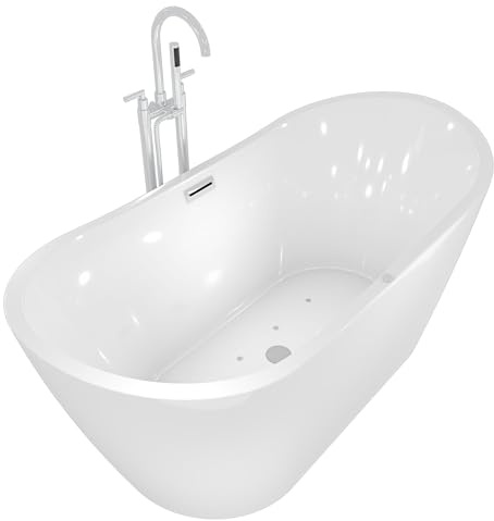 AcquaVapore freistehende Badewanne Wanne F13 180x92cm Whirlpool Luftmassage Armatur AF03