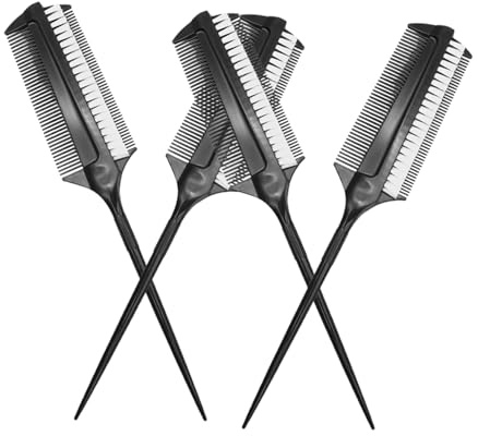 DECOMELODY Ensemble 4 Pièces Brosse à Crêper Et Peigne De Séparation Double Face Soies Courtes Résistante Haute Température Pour Coloration Et Permanente Cheveux Fins Professionnels Usage Salon