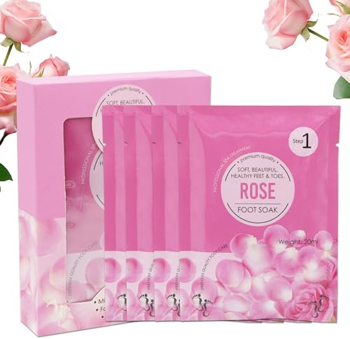 Kit Sels pour Bain de Pieds, avec Poudre pour bain de pieds, Sels de bain, Masque à l'argile, Crème hydratante, Rose, un choix idéal pour les amies, les mères, les épouses et les filles