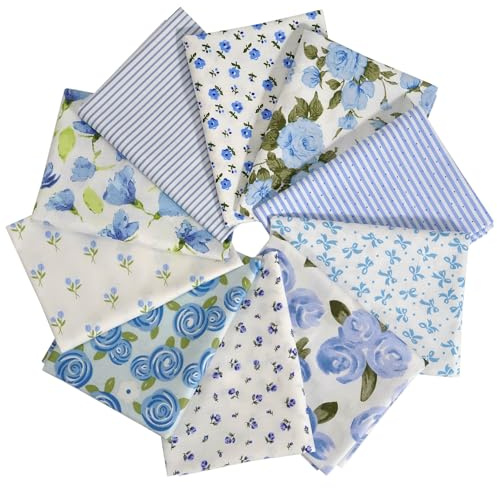 Qililandiy 10 Stück Baumwollstoff 100% Baumwolle Nähstoffe 50x50cm Patchwork DIY Stoffpaket Zugeschnittene Stoff Quadrate zum Nähen Handwerk Deko