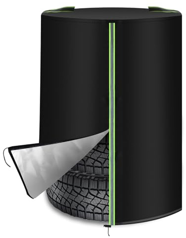 Zocipro Funda para Neumáticos con Tiras Reflectantes Ø72×H117 cm, Fundas Universales Exteriores para 4 Neumáticos de Repuesto, Bolsas de Almacenamiento Oxford 210D con Cremallera y Cordón, Negro