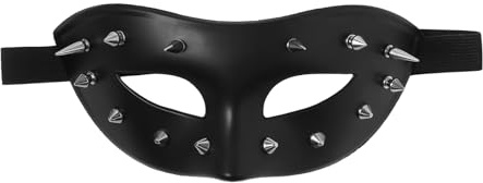 Cupimatch Masque Homme Punk: Demi-Masque RivetsMétal avec Pointes Noir Style Steampunk -Rock pour Concert et Fête Halloween