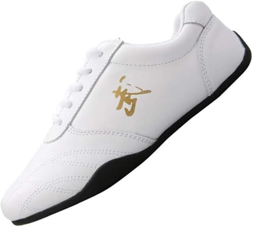 Taekwondo Shoes, Unisex Lightweight Boxing Kung Fu Tai Chi Sport Child(White,4.5 US)