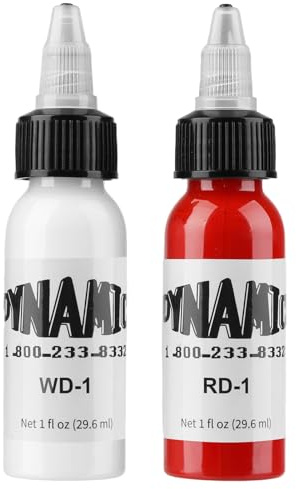 2PCS 30ml Tinta de Tatuaje Profesional Blanco y Rojo Tinta de Tatuaje | Tinta Tatuaje Profesional para Principiantes, Tattoo Ink con Pigmentación Estándar Tintas Tatuajes para Colorear Mezclar